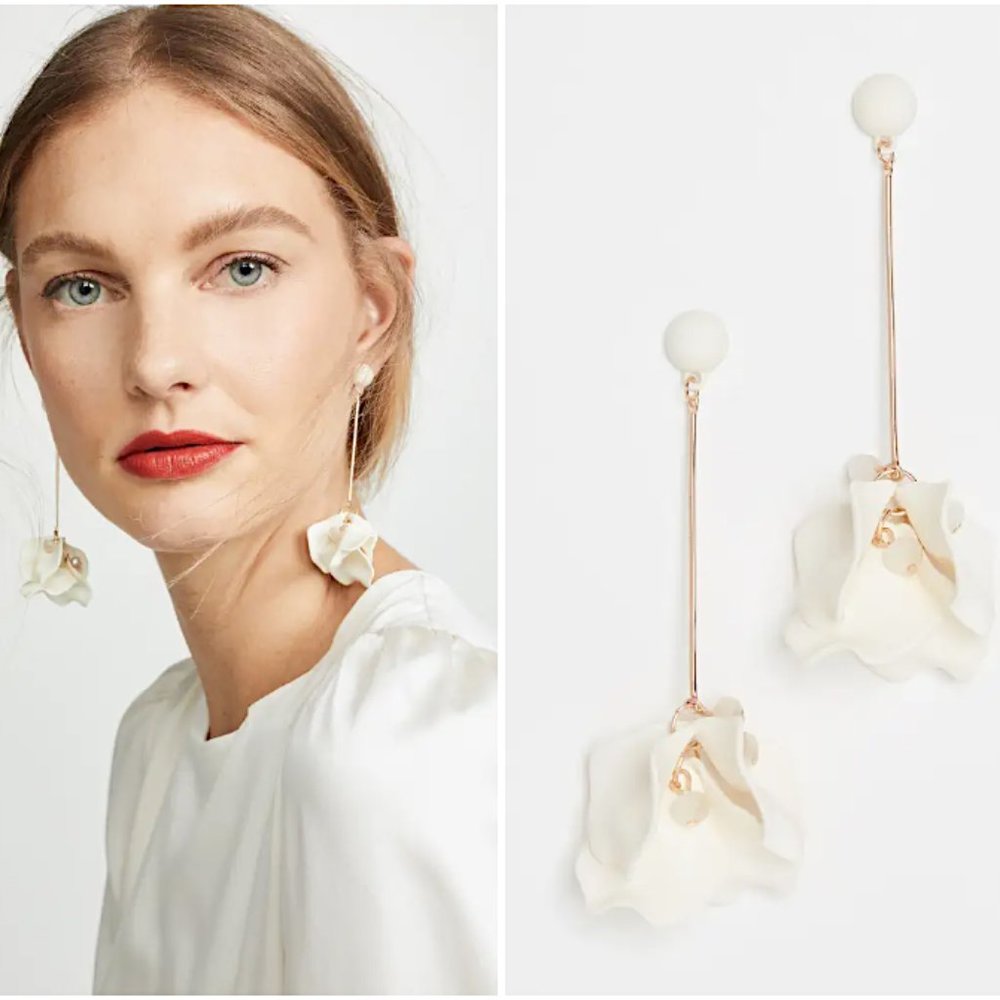NEW ~ Anthropologie Shashi Blooming Drop Cream "Petunia" Earrings